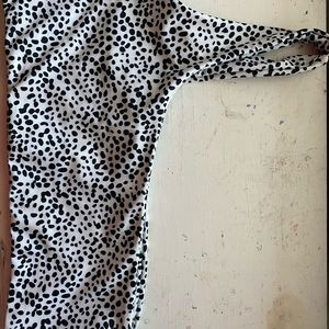 SHEIN one shoulder White bikini with black dots